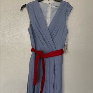 Chetta B Blue and White Striped Drees